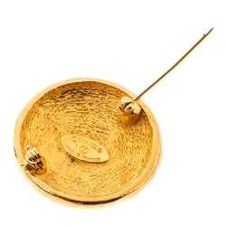 Pre Owned Chanel Vintage CC Gold Tone Pin Brooch 