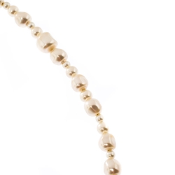 Pre Owned Chanel CC Faux Pearl Gold Tone Long Strand Necklace 