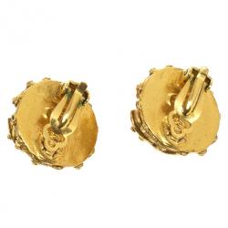 Pre Owned Chanel Pearl CC Logo Studded Clip On Earrings