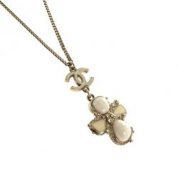 Pre Owned Chanel CC White Pendant Necklace