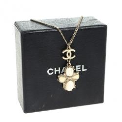 Pre Owned Chanel CC White Pendant Necklace