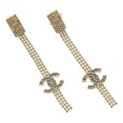 Pre Owned Chanel Pendant CC Crystal Earrings