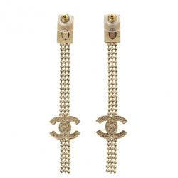Pre Owned Chanel Pendant CC Crystal Earrings