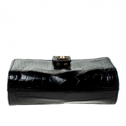 مملوكة مسبقًا جراب آيفون شانيل بسلسلة جلد تمساح أسود