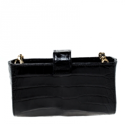 مملوكة مسبقًا جراب آيفون شانيل بسلسلة جلد تمساح أسود