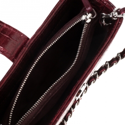 Pre Owned جراب آيفون شانيل جلد تمساح أحمر