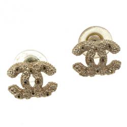 Pre Owned Chanel CC Gold Tone Earrings