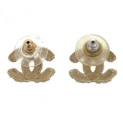 Pre Owned Chanel CC Gold Tone Earrings