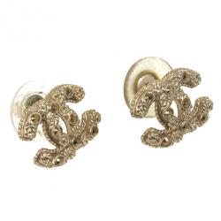 Pre Owned Chanel CC Gold Tone Earrings