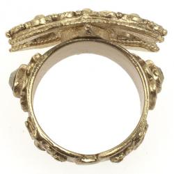 Chanel CC Gold Tone Large Ring Size 54.5