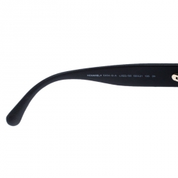 Pre Owned Chanel Black/Grey Gradient 5404Q Leather Oval Sunglasses