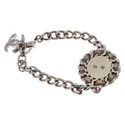 Pre Owned سوار شانيل CC بسلسلة وجلد مجدول ذهب وردي 