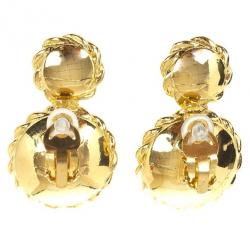 Pre Owned Chanel Vintage Faux Pearl Clip On Earrings
