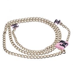 Pre Owned Chanel Rose Gold Tone Chain Link Pink CC Cambon Belt