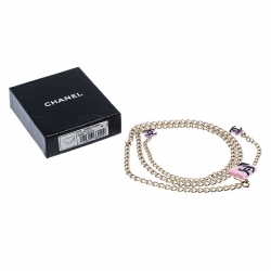 Pre Owned Chanel Rose Gold Tone Chain Link Pink CC Cambon Belt