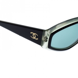 Pre Owned Chanel Black/Green 5021 Oval Sunglasses