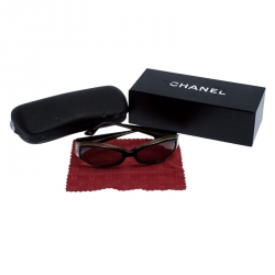 Pre Owned Chanel Black/Green 5021 Oval Sunglasses