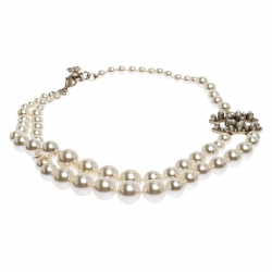 مملوكة مسبقًا Chanel CC Faux Pearl Gold Tone Stranded Necklace