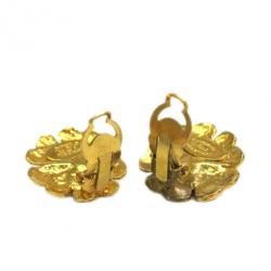 Pre Owned Chanel Flower Gold Plated Clip Earrings