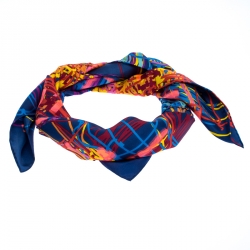 Pre Owned Chanel Multicolor Printed Tweed Silk Scarf