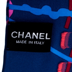 Pre Owned Chanel Multicolor Printed Tweed Silk Scarf
