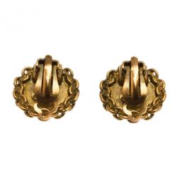 Pre Owned Chanel Vintage CC Gold-Tone Earrings