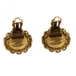 Pre Owned Chanel Vintage CC Gold-Tone Earrings