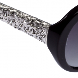 مملوكة مسبقًا Chanel Maroon Crystal Embellished Polarized 5290-B Oval Sunglasses