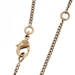 Pre Owned قلادة شانيل CC كريستال لؤلؤ صناعي ذهبية اللون