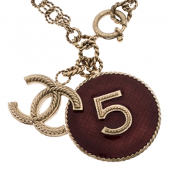 Pre Owned سوار شانيل CC  بدلاية إيناميل أحمر ذهبي اللون