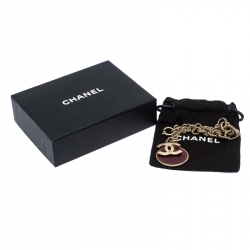 Pre Owned سوار شانيل CC  بدلاية إيناميل أحمر ذهبي اللون