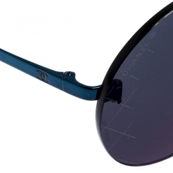مملوكة مسبقًا Chanel Dark Blue Reflective 4216 Round Sunglasses
