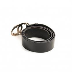 مملوكة مسبقًا Chanel Black Leather Cc Belt 100 Cm