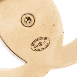 Pre Owned Chanel CC Turn Lock Motif Gold Tone Pin Brooch