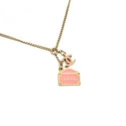 Pre Owned Chanel CC pink Chanel Envelope Pendant Necklace