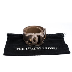 Pre Owned Chanel Metallic Pink Leather CC Buckle Belt 90CM