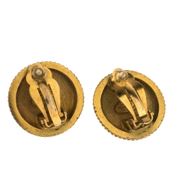 مملوكة مسبقًا Chanel CC Vintage Spiral Gold Tone Clip-On Stud Earrings