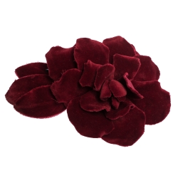 Pre Owned Chanel Red Velvet Oversized Flower Motif Pin Brooch