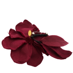 Pre Owned Chanel Red Velvet Oversized Flower Motif Pin Brooch