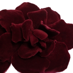 Pre Owned Chanel Red Velvet Oversized Flower Motif Pin Brooch