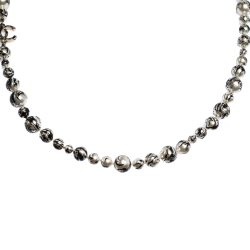 Chanel CC Paint Splatter Faux Pearl Gold Tone Long Stranded Necklace