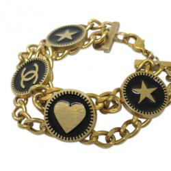 Pre Owned Chanel Golden CC Heart and Star Bracelet