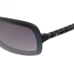 Pre Owned Chanel Black Rectangle Shield Sunglasses