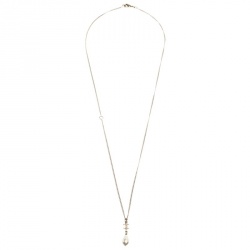 Pre Owned قلادة شانيل CC دلاية لون ذهبي لؤلؤ صناعي 