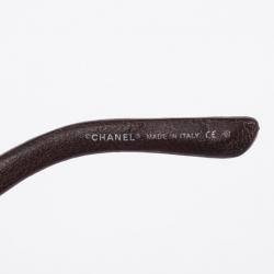 Pre Owned Chanel Brown Quilted Leather 4155-Q Women Shield Sunglasses