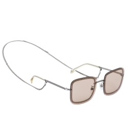 Chanel Silver/Light Brown Clear 4244 Square Sunglasses Chanel
