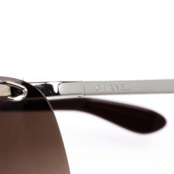 Pre Owned Chanel Rimless Shield 4160-Q Chain Women Sunglasses