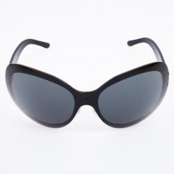 Pre Owned Chanel Black Quilted Oval Sunglasses