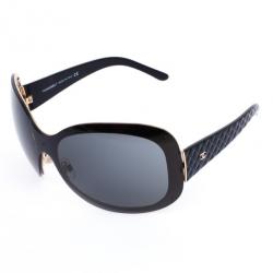Pre Owned Chanel Black Quilted Oval Sunglasses