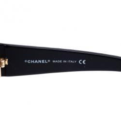 Pre Owned Chanel Black Quilted Oval Sunglasses